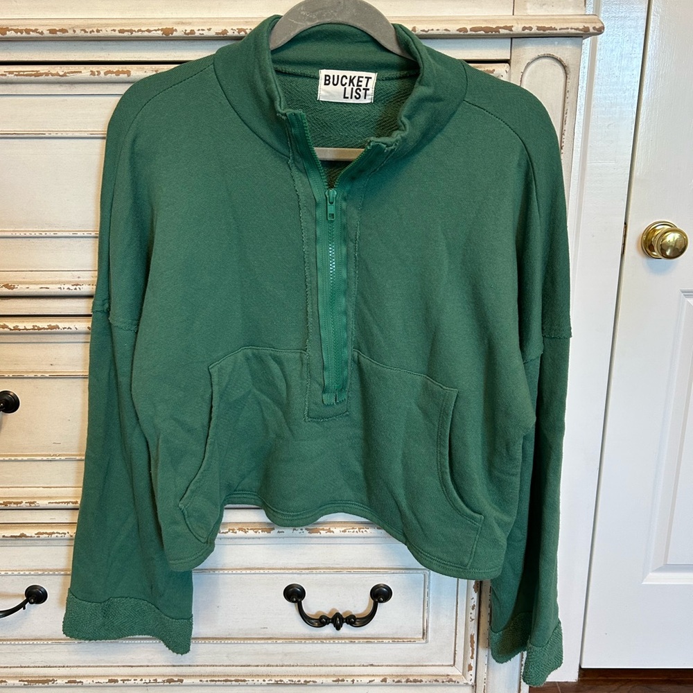 BUCKETLIST Forest Green Zip Pullover